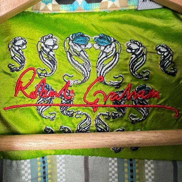 Robert Graham Mens XL Designer Wearable Art Maximalist Button Flip Cuff Shirt - Picture 6 of 13